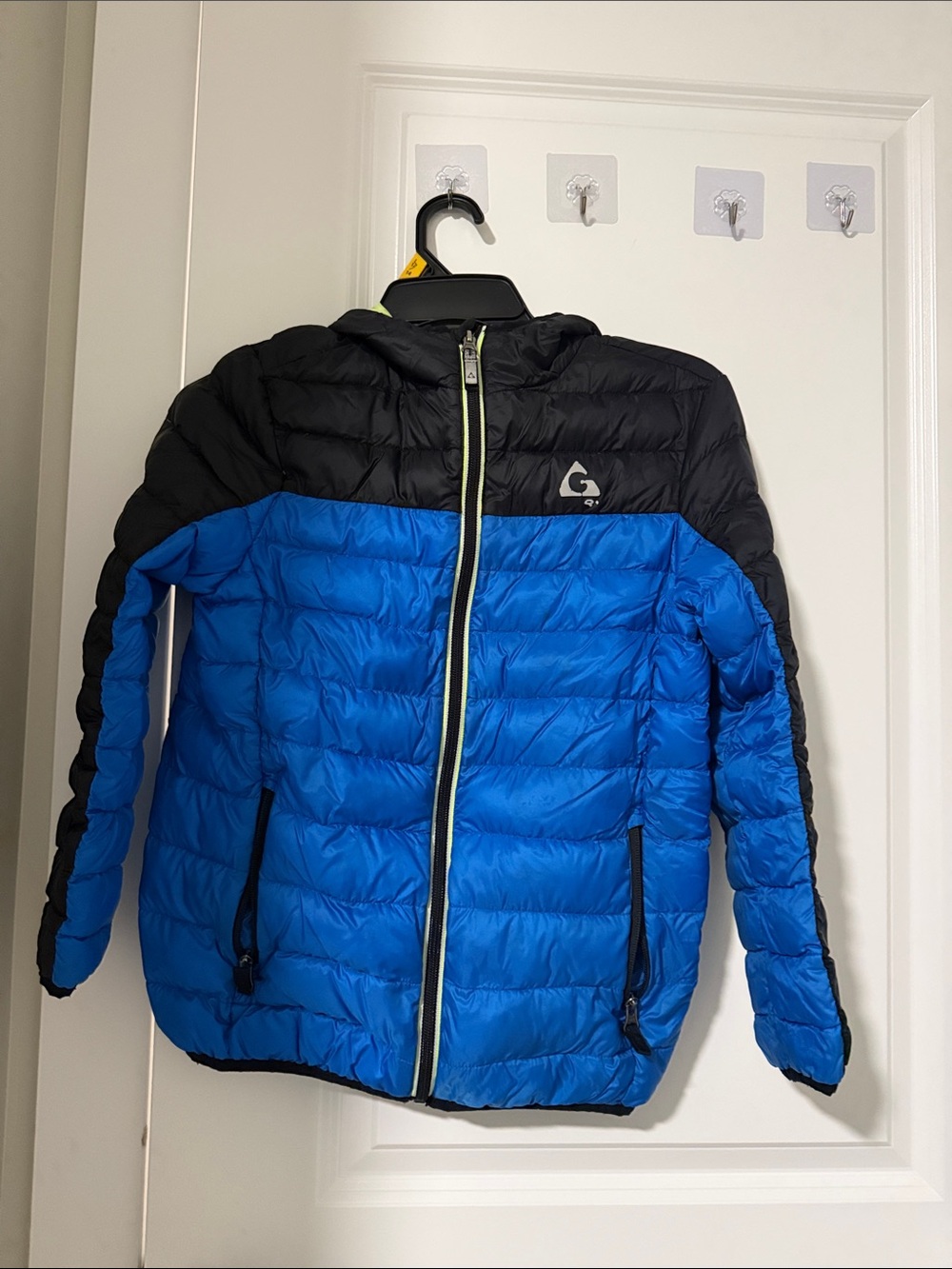 Boys Blue Black Green Lightweight Puffer Jacket with Hood